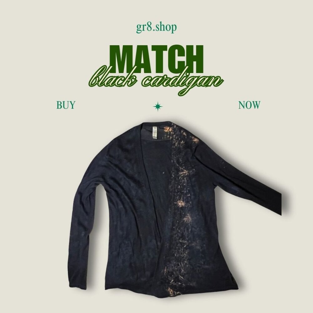 Match Womens Cashmere & Silk Black Cardigan With Bleach Effect
